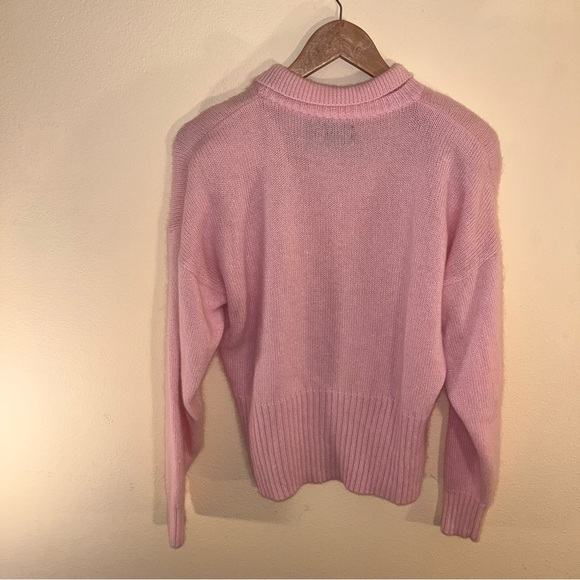 Vintage Fia Italia 1980s Angora Pink Collared Sweater Lambswool L CottageCore - Picture 5 of 16